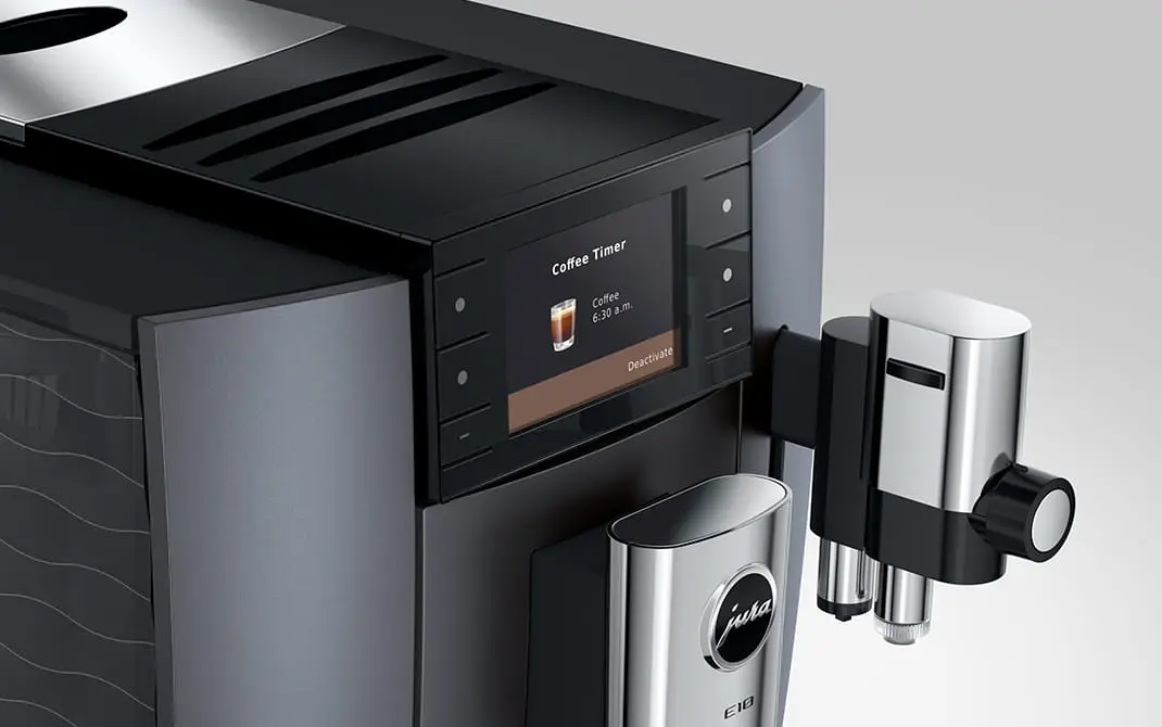 Widok na ekran ekspresu E10 EA Onyx Grey z funkcją Coffee Timer